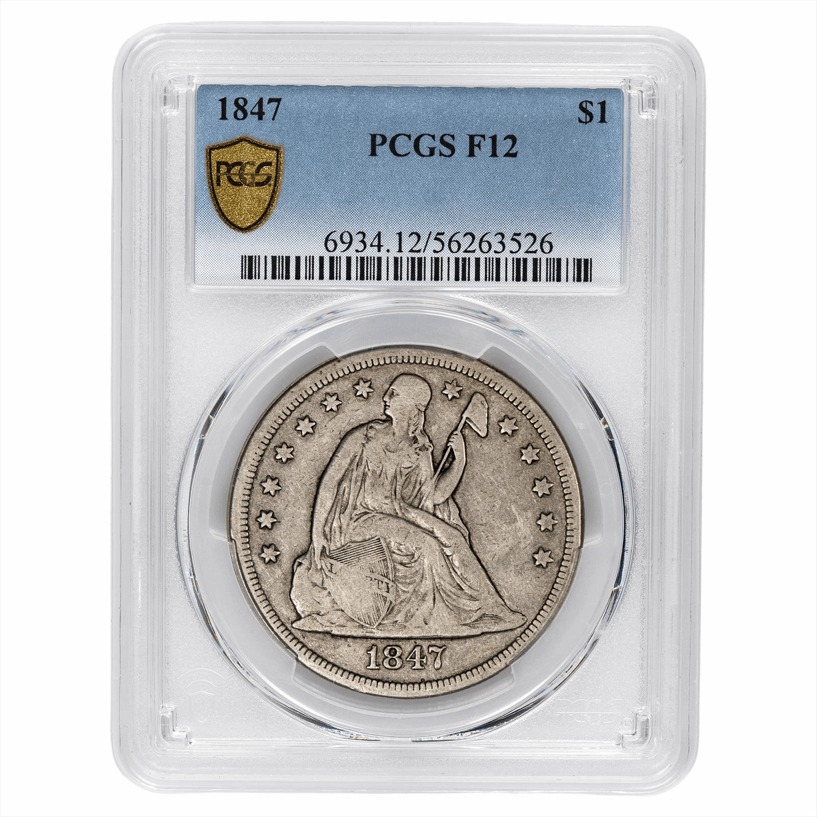1847 Seated Liberty Dollar $1 PCGS F 12
