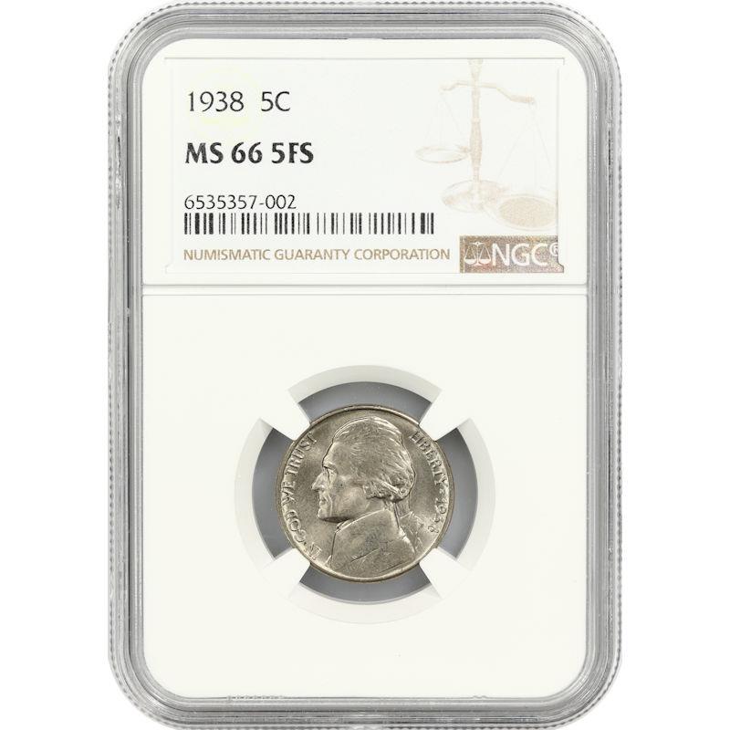 1938 Jefferson Nickel 5C NGC MS66 5FS