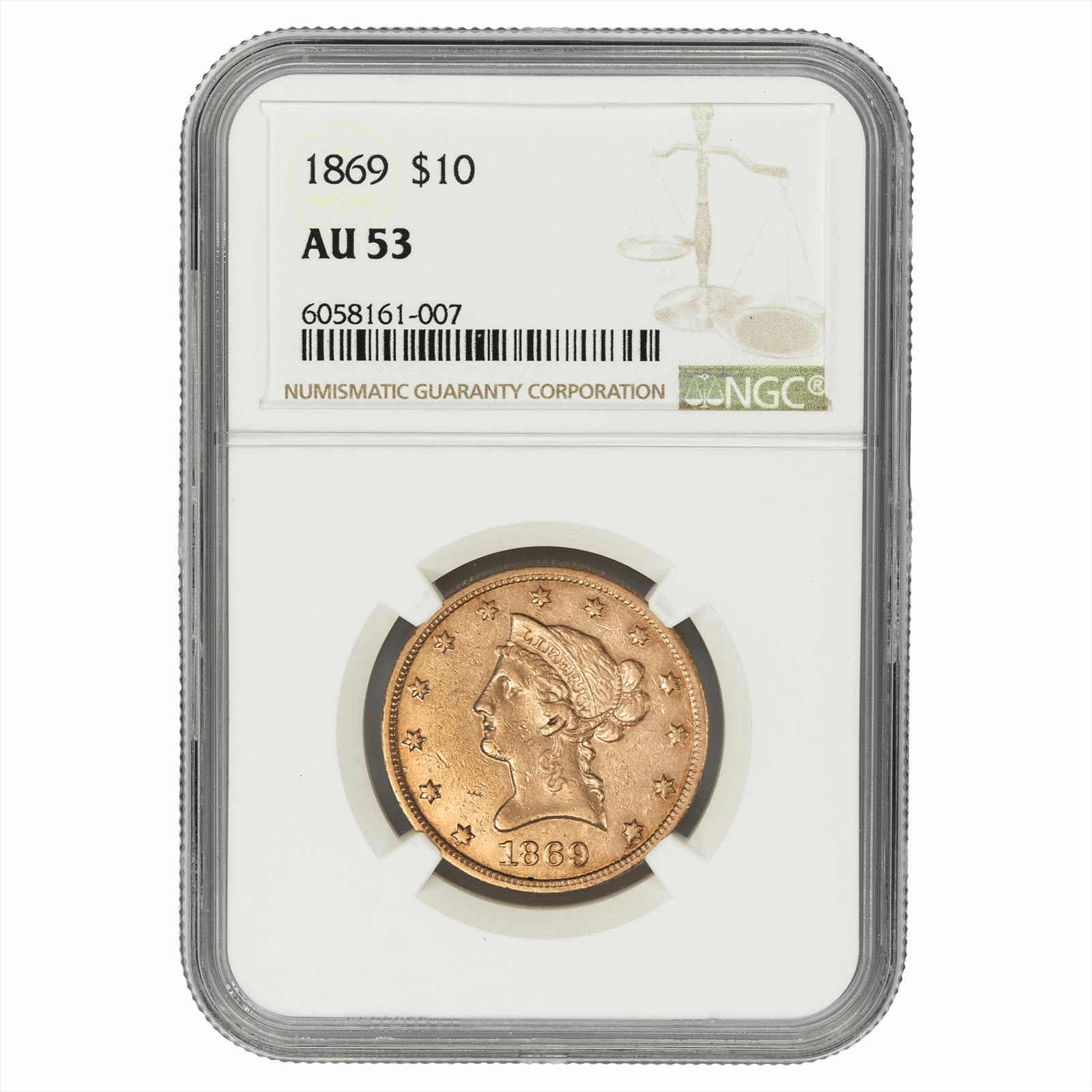 1869 Liberty Head Gold Eagle $10 NGC AU 53
