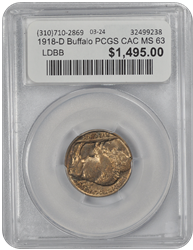 1918-D Buffalo PCGS CAC MS 63