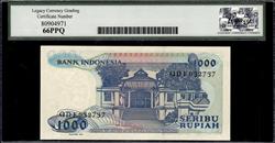 Indonesia Bank Indonesia 1000 Rupiah 1987 Gem New 66PPQ 