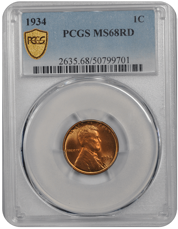 1934 Lincoln PCGS RD 68