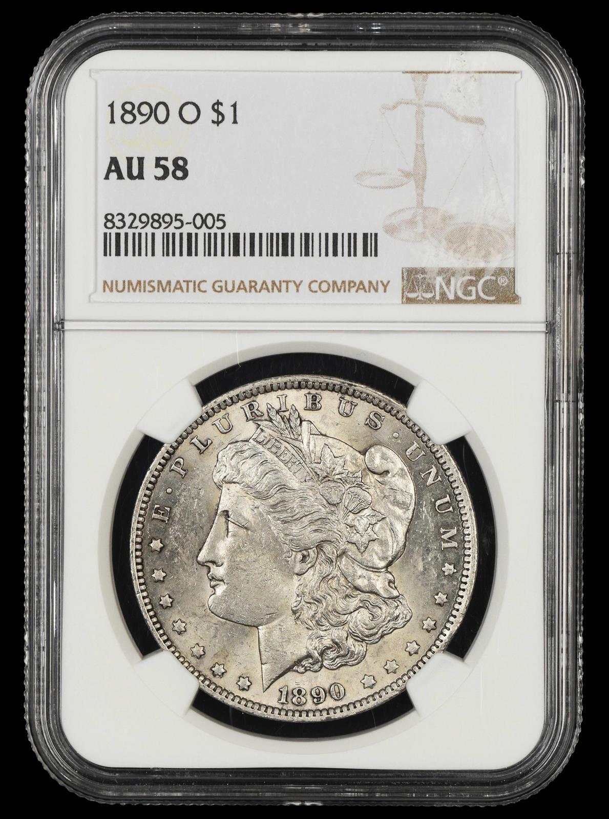1890 O $1 NGC AU58