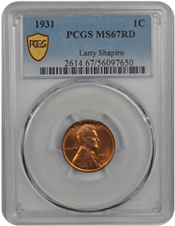 1931 Lincoln PCGS RD 67