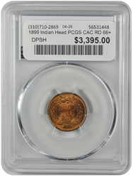 1899 Indian Head PCGS CAC RD 66+