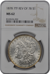 1878 7Tf Rev Of 78  Morgan Dollar NGC MS 62