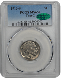 1913-S  Type 2 Buffalo PCGS CAC MS 65+