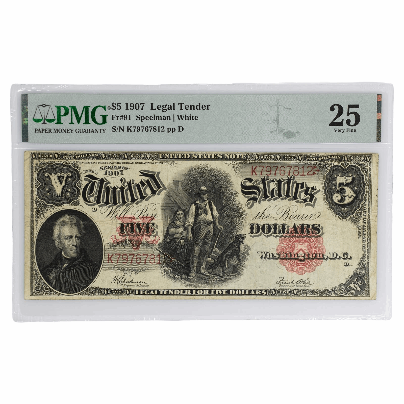 $5 1907 United States Note K79767812 25