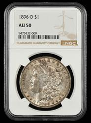 1896 O $1 NGC  AU50