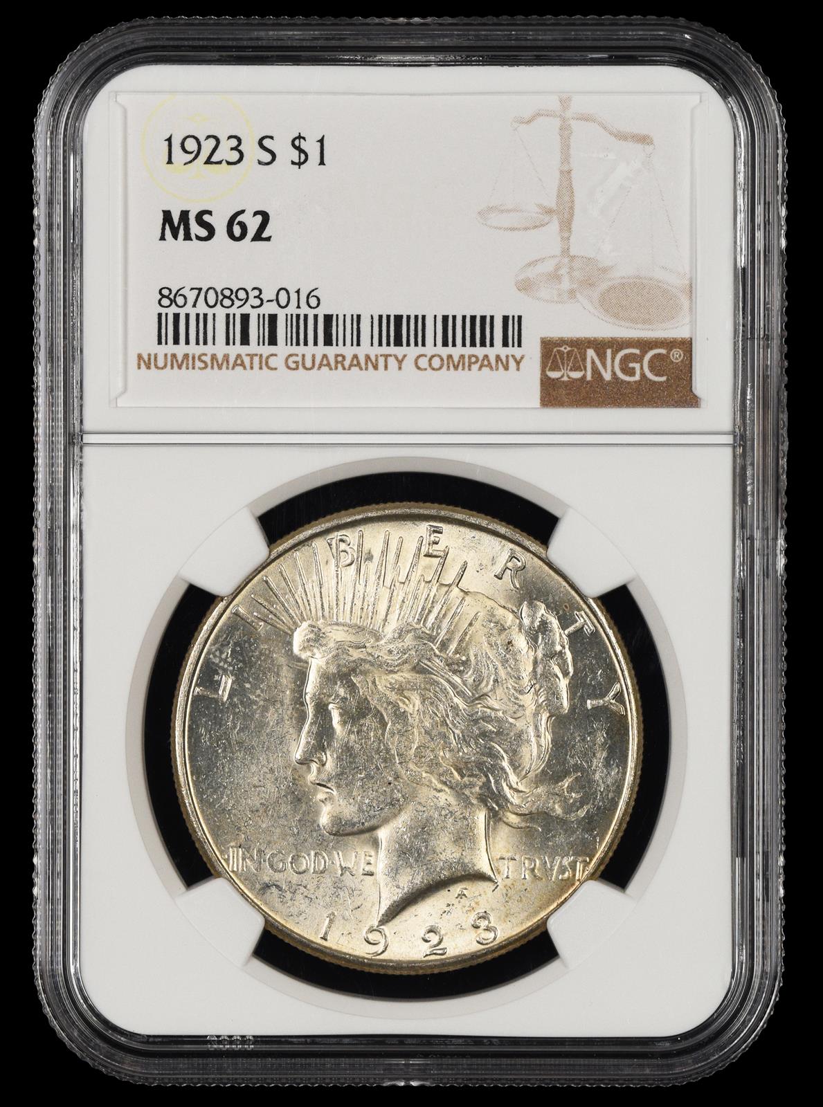 1923 S $1 NGC MS 62