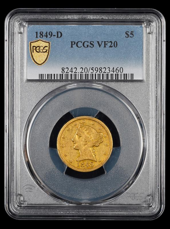 1849-D $5 Gold PCGS VF-20