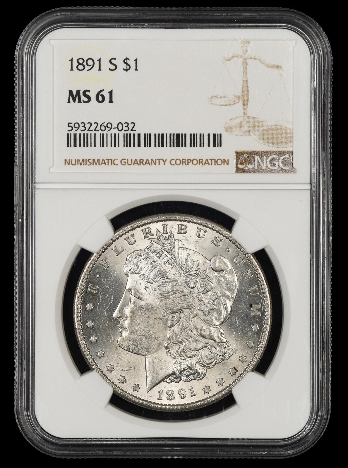 1891 S $1 NGC MS 61