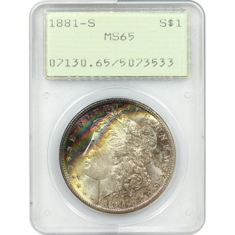 1881-S Morgan Dollar S$1 PCGS Rattler MS65