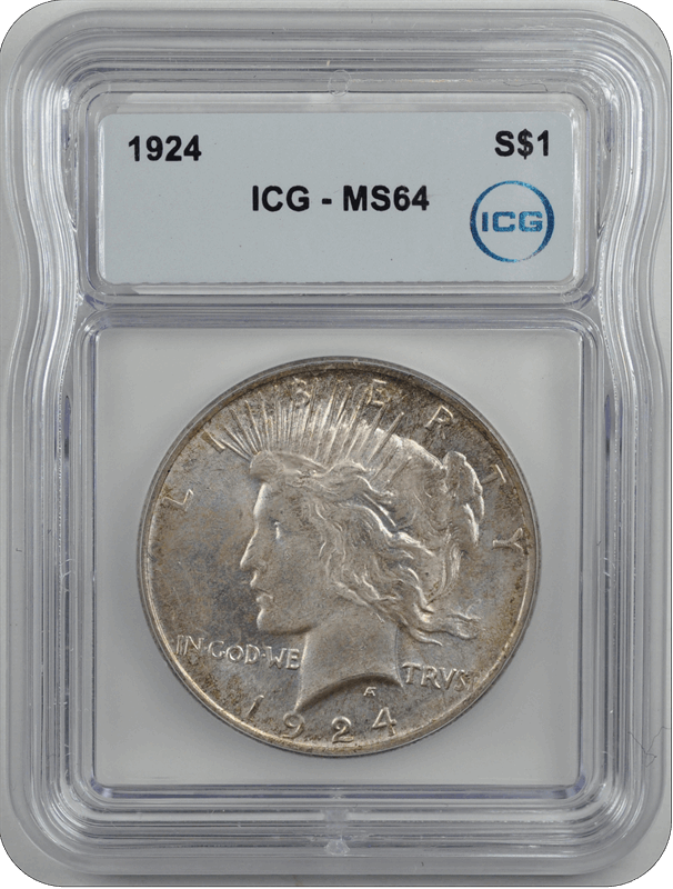 1924-S Peace ICG  MS 64