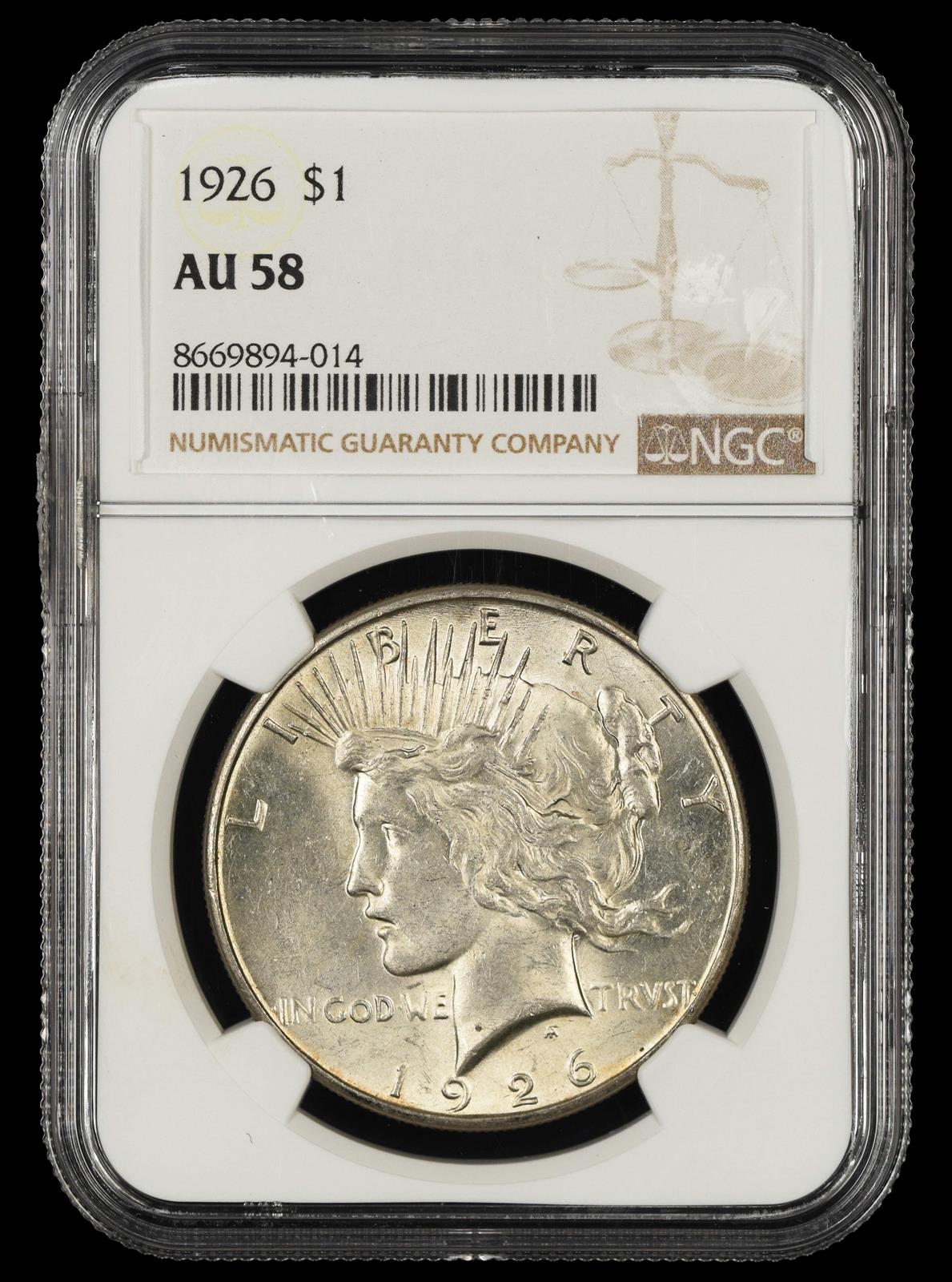 1926 $1 NGC  AU58