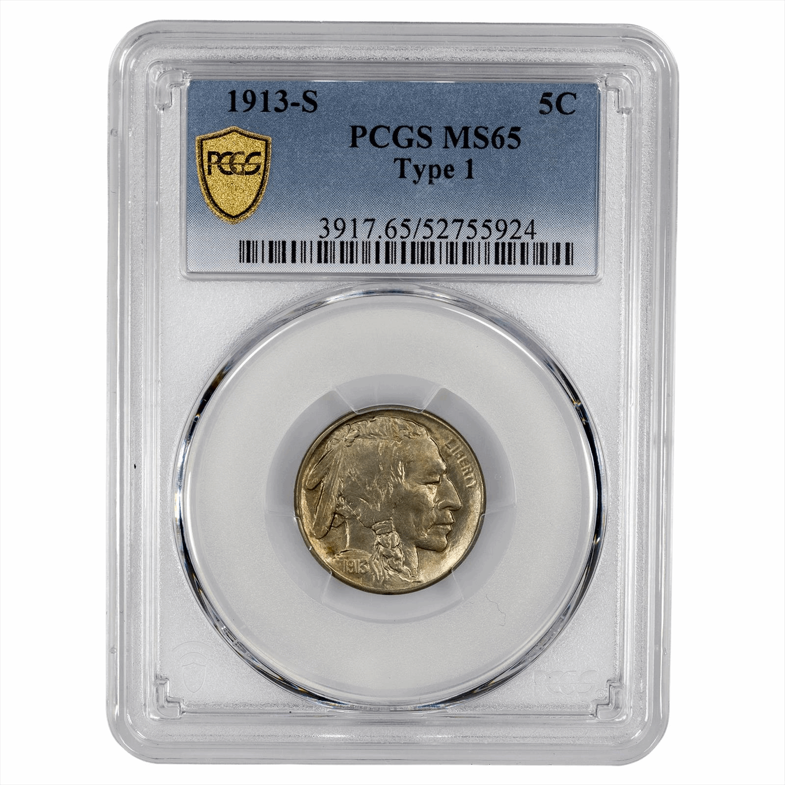 1913-S Type 1 Buffalo Nickel 5C PCGS MS 65