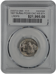 1927 Buffalo PCGS CAC MS 67+ 