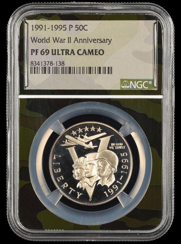 1991-1995 P WWII Commemorative Half  NGC PF69 UCAM Camo Core             PR 69
