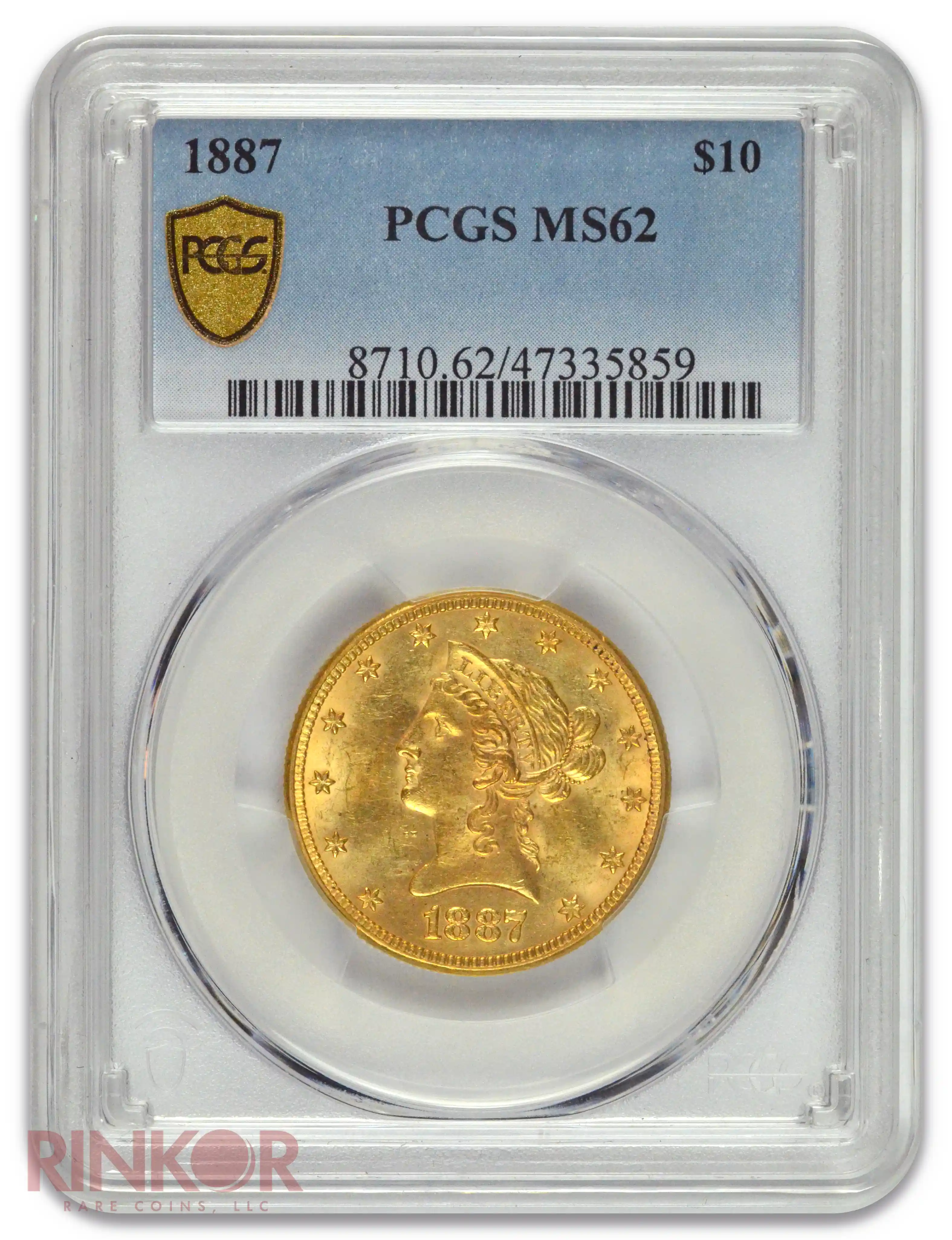 1887 $10 Liberty Head PCGS MS 62