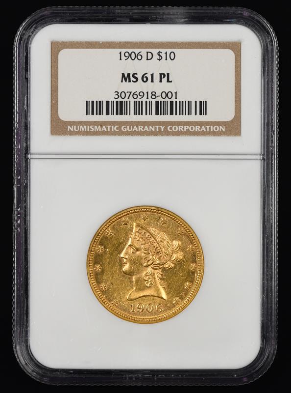 1906 D $10 Gold NGC MS61PL