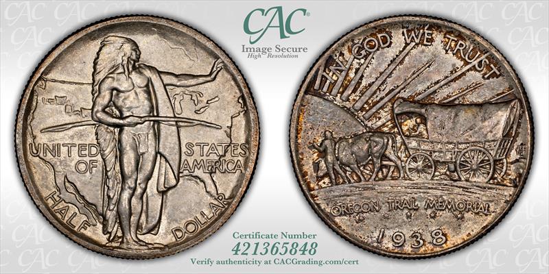 1938 PDS Oregon Half Dollar Set CACG MS66 