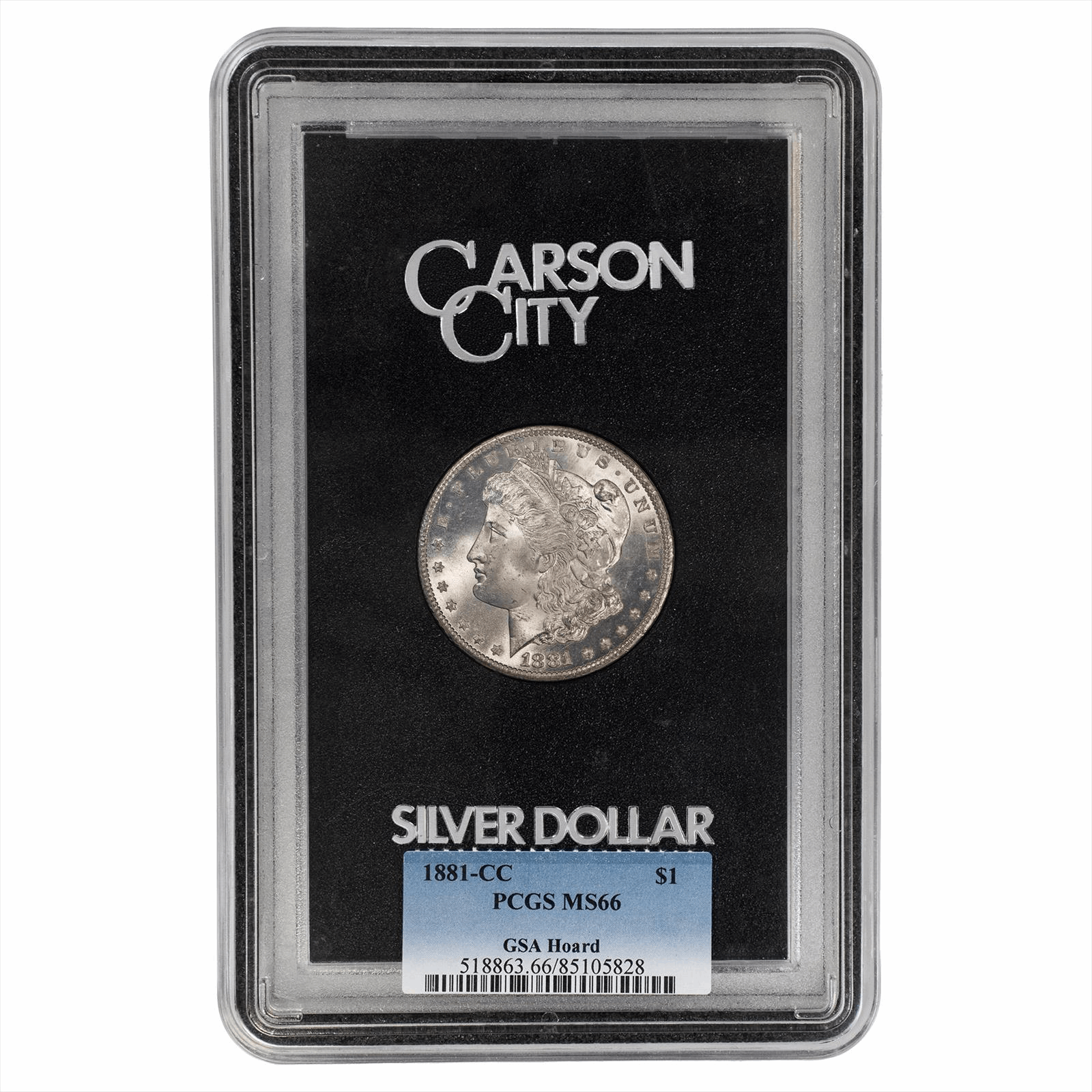1881-CC GSA Morgan Silver Dollar $1 w/ Box and CoA PCGS MS 66