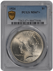 1924 $1 Peace Dollar PCGS  #3669-4 MS67+