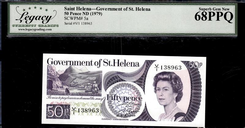 Saint Helena Government of St. Helena  50 Pence ND 1979 Superb Gem New 68PPQ 