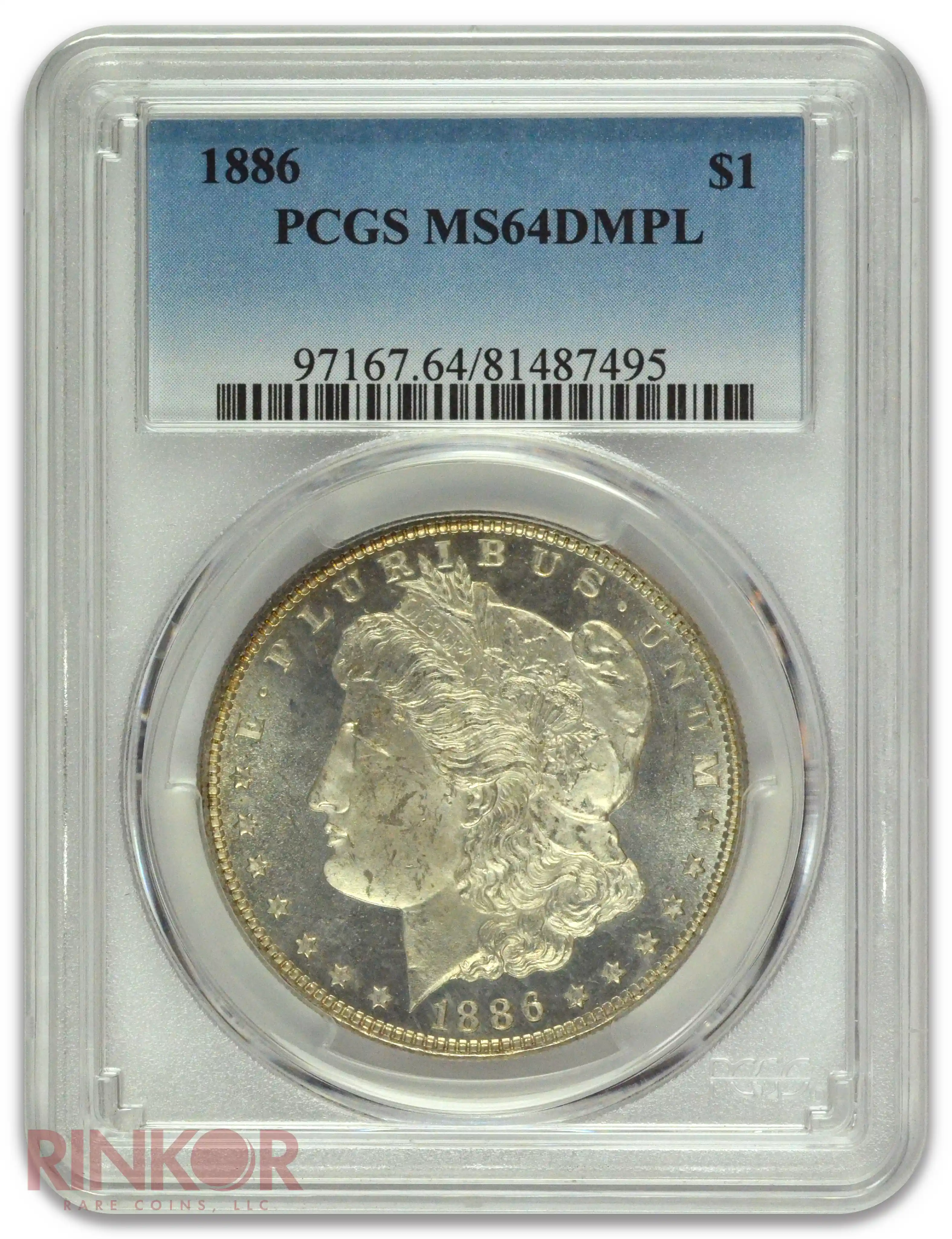 1886 $1 Morgan Dollar PCGS MS 64 DMPL