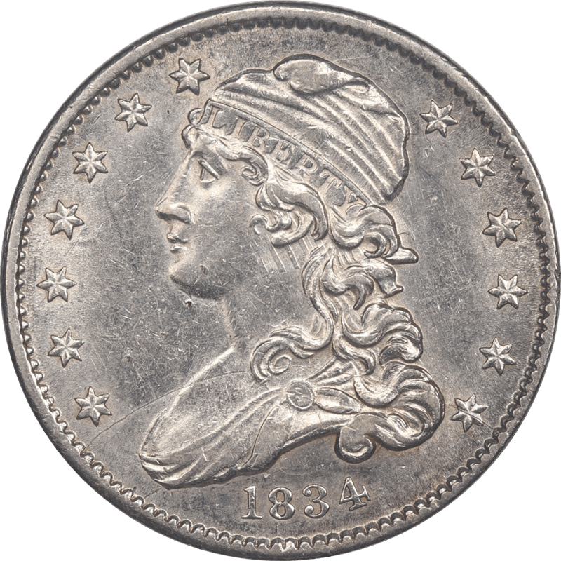 1834 Capped Bust Quarter 25c  Circulated Almost Uncirculated - Nice and Original