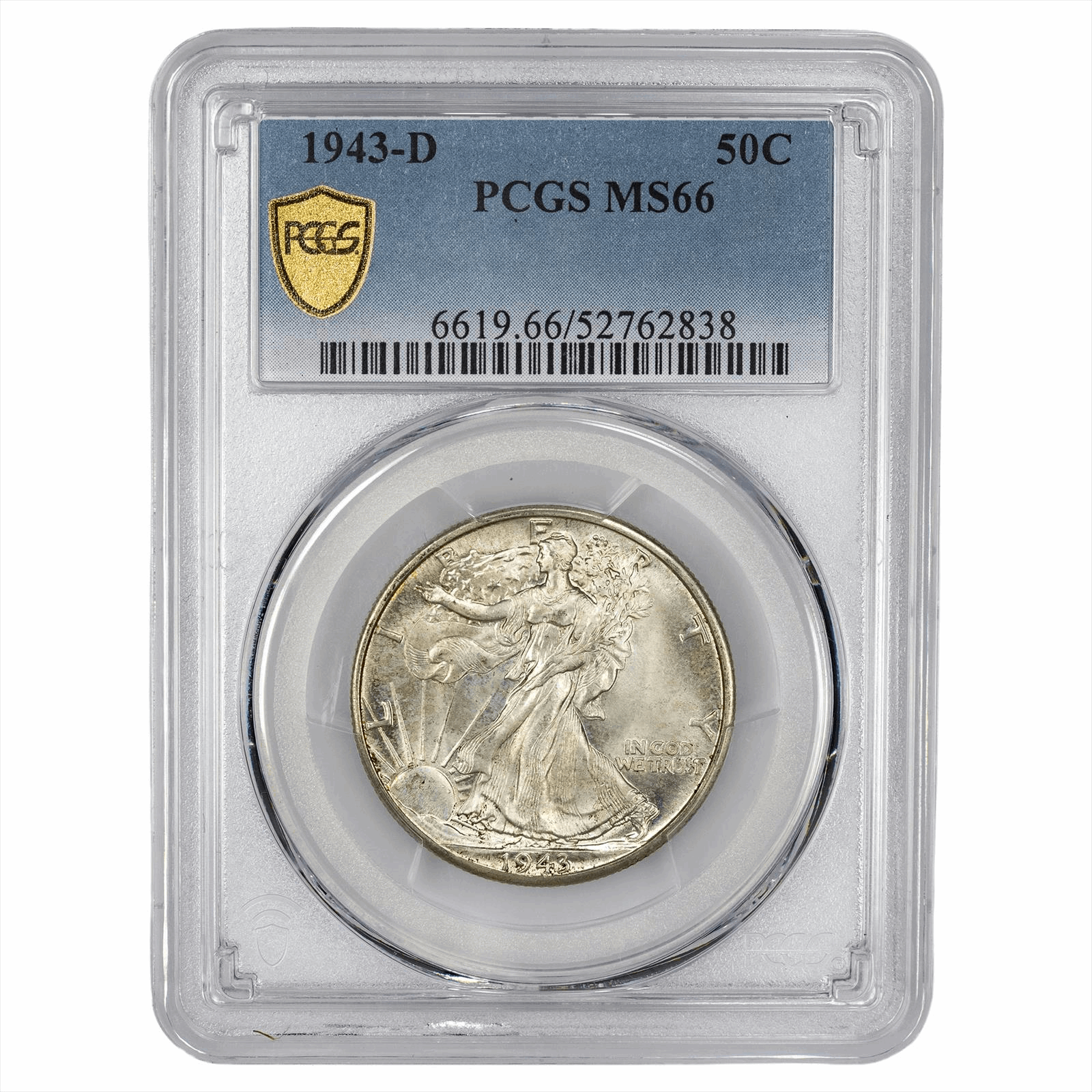 1943-D Walking Liberty Half Dollar 50C PCGS MS 66