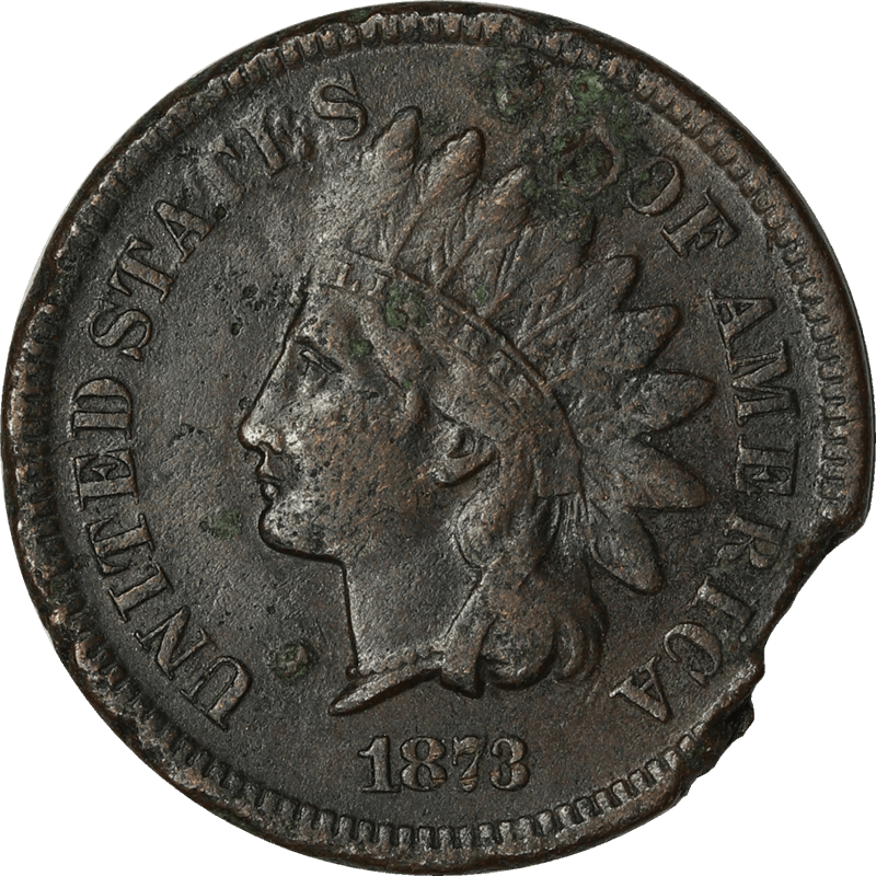 1873 Indian Cent  Circulated VF Damaged 