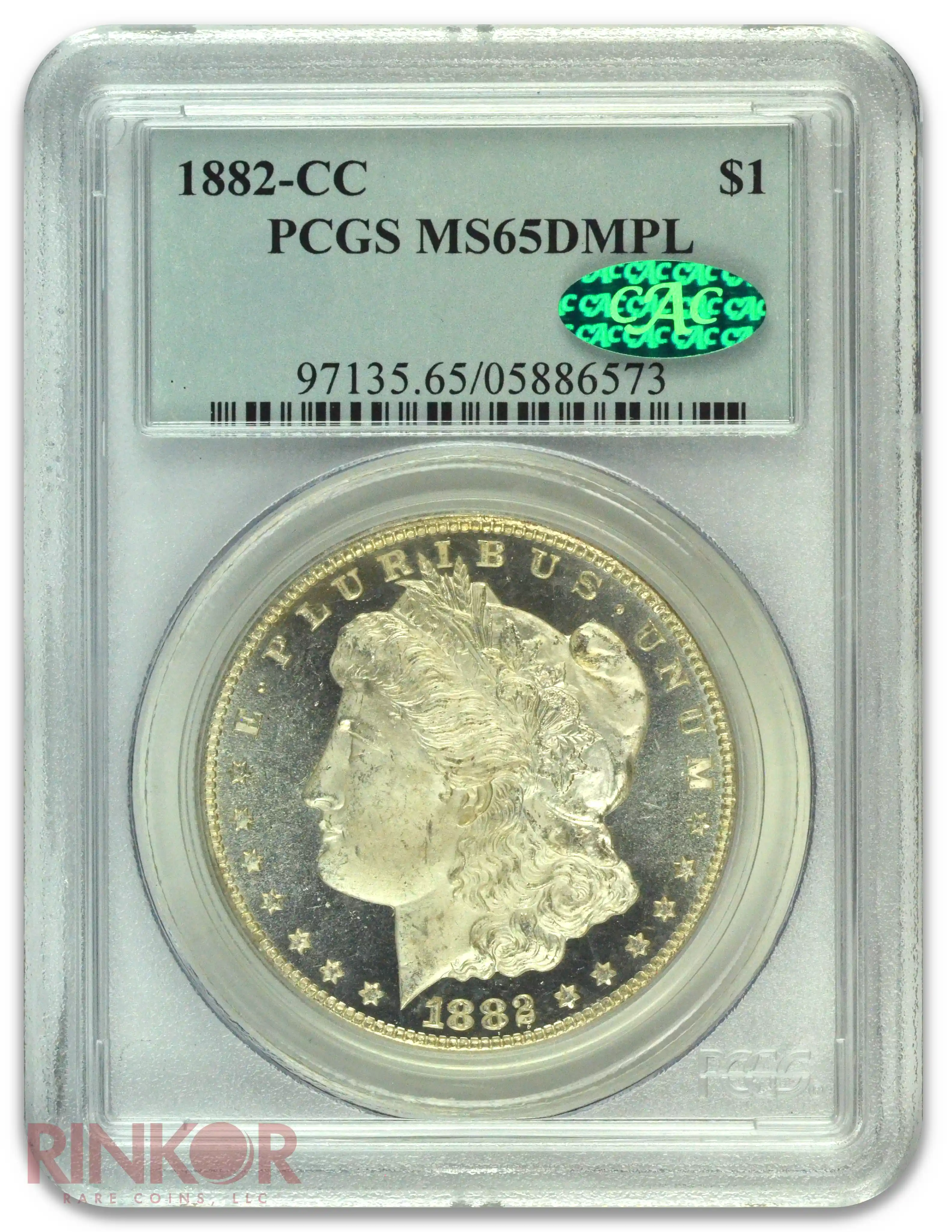 1882-CC $1 Morgan Dollar PCGS MS 65 DMPL CAC