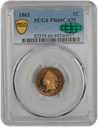 1862 Indian Head PCGS CAC CAM 66