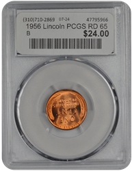 1956 Lincoln PCGS RD 65