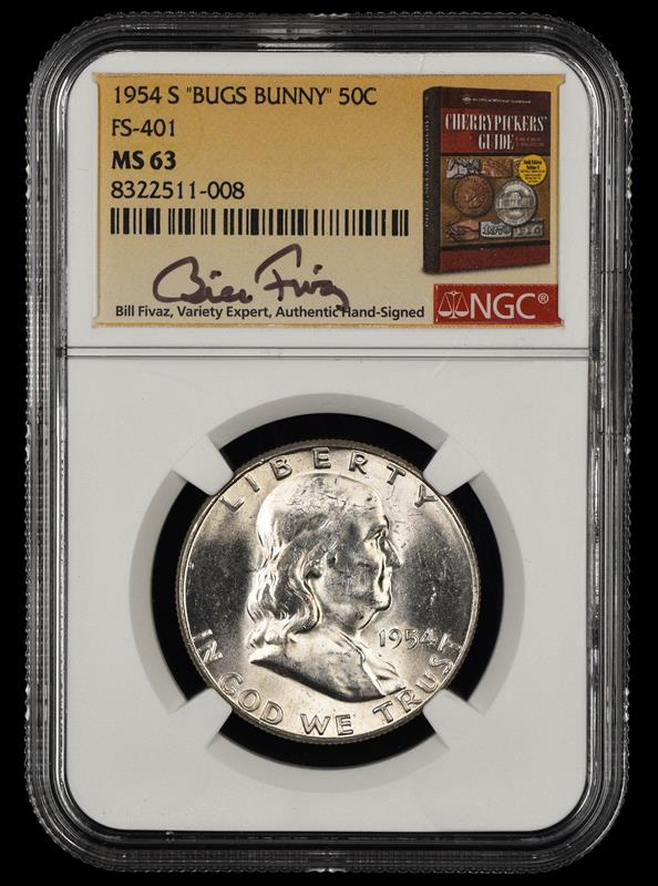 1954 S Bugs Bunny 50c FS-401 Bill Fivaz Signature Label NGC  MS63