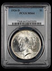 1926-D $1 PCGS MS 64