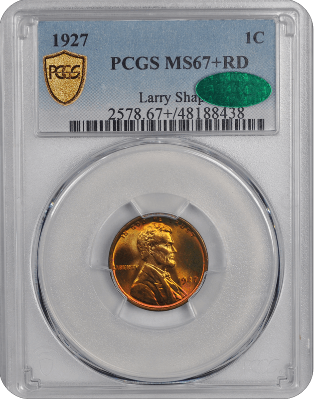 1927 Lincoln Wheat PCGS CAC RD 67+ 