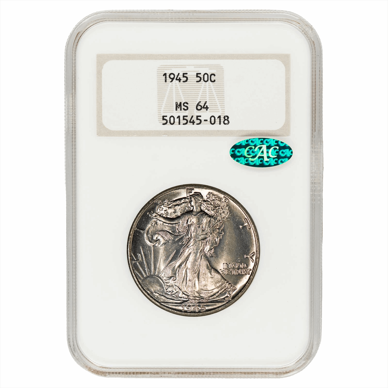 1945 Walking Liberty Half Dollar 50C NGC MS 64 CAC