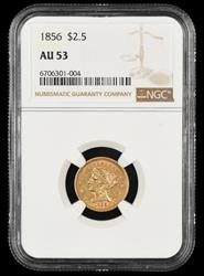 1856 $2.5 Gold NGC AU-53