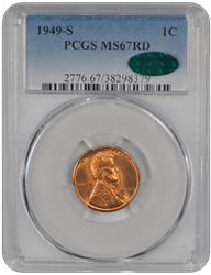 1949-S Lincoln PCGS CAC RD 67