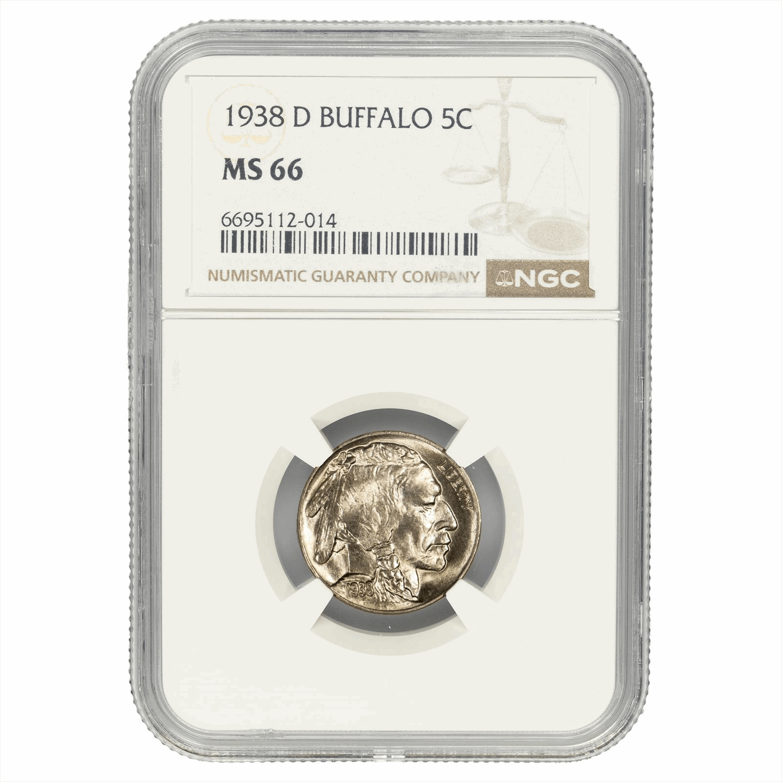 1938-D Buffalo Nickel 5C NGC MS 66 