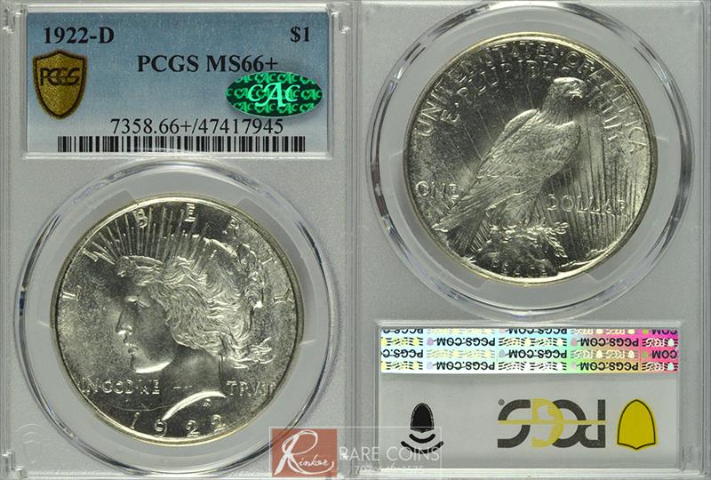 1922-D $1 PCGS MS 66+ CAC