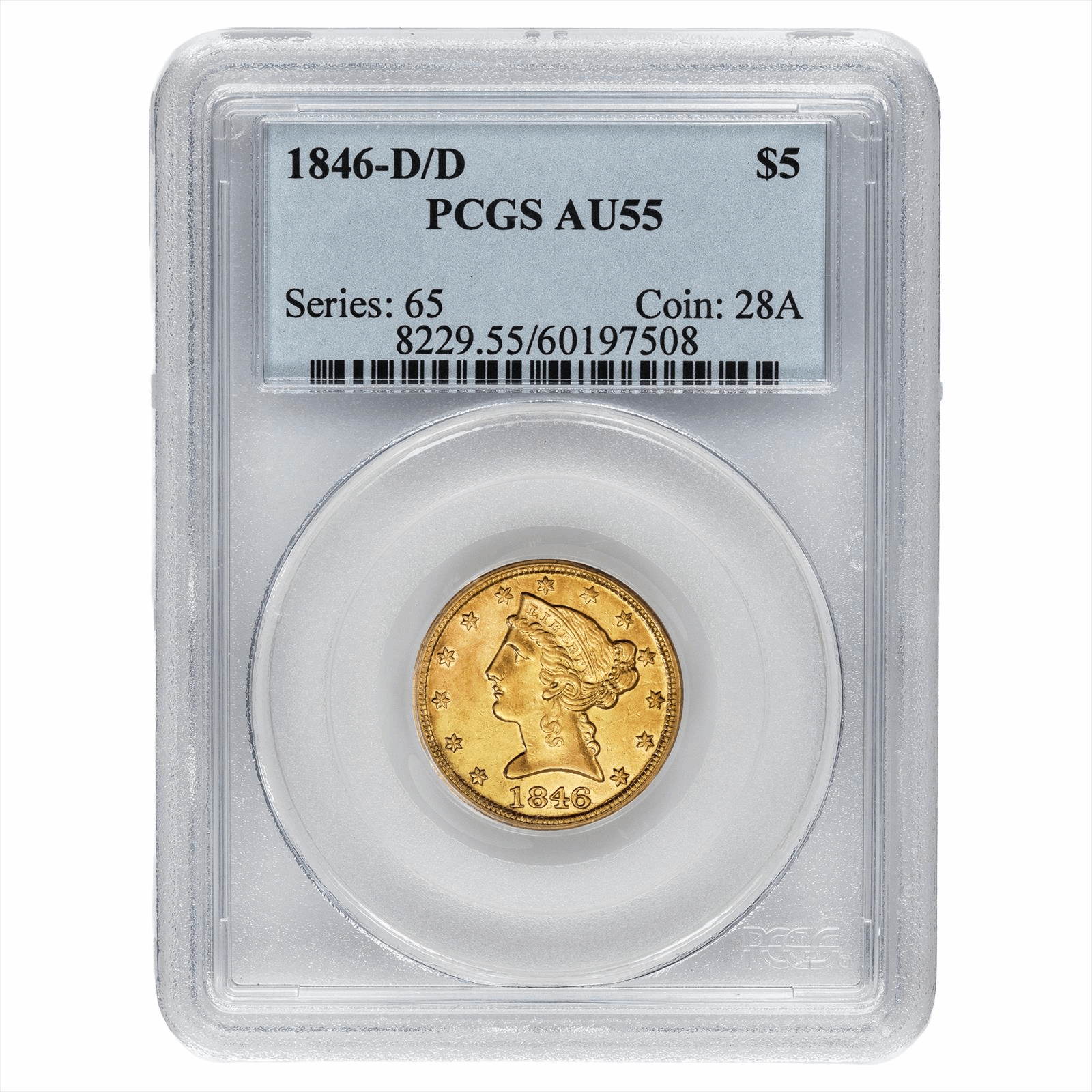1846-D/D Liberty Head Gold Half Eagle $5 PCGS AU 55