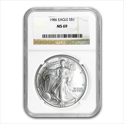 1986 American Silver Eagle MS69 NGC 