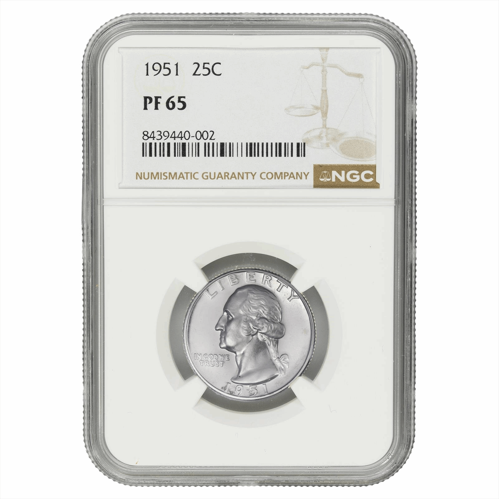 1951 Washington Quarter 25C NGC PF 65