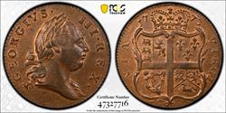 1773 Virginia 1/2P Period PCGS MS64+RB