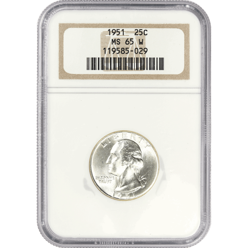 1951 Washington Quarter 25c, NGC MS 65 - Nice Original Coin