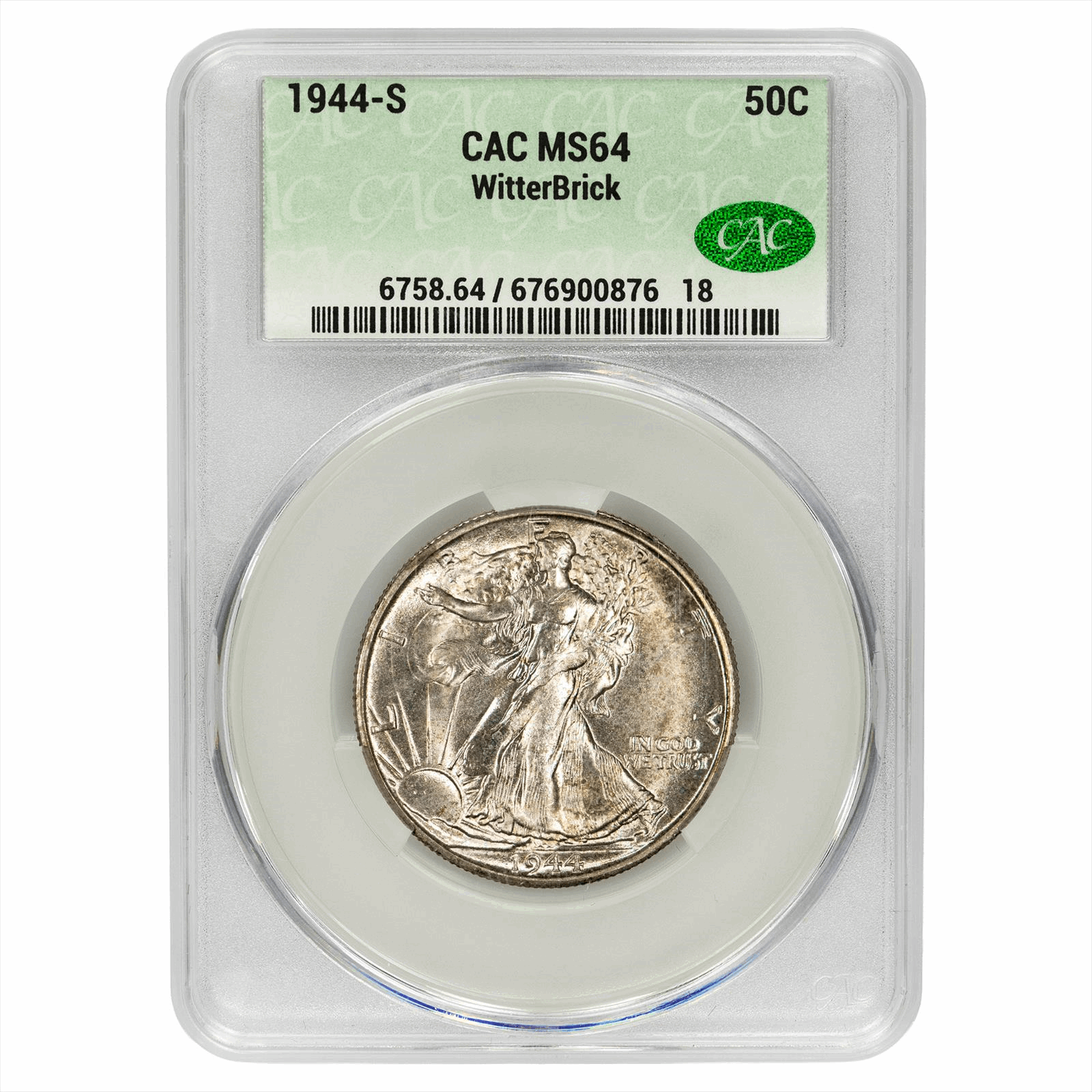 1944-S Walking Liberty Half Dollar 50C CACG  MS 64