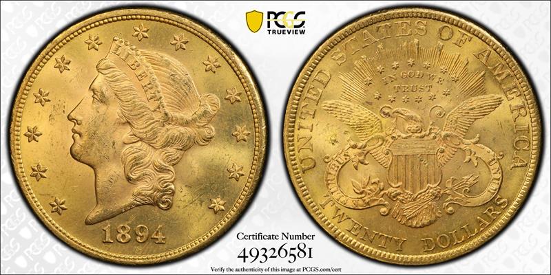 1894 $20 PCGS MS 63+ CAC